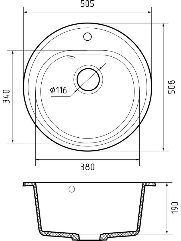 Кухонная мойка GranFest GF-R510 иней размеры