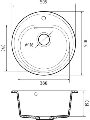 Кухонная мойка GranFest GF-R510 иней размеры