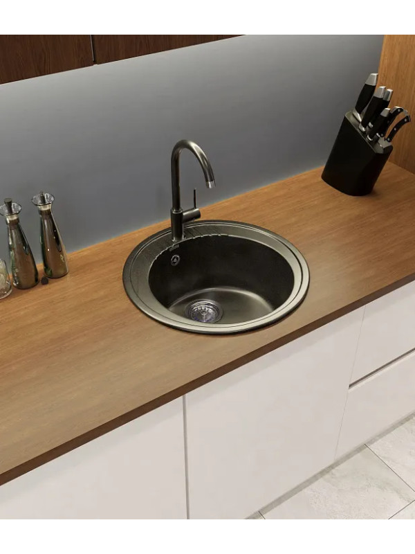 Кухонная мойка GranFest GF-R520 черный интерьер 2