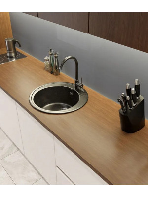 Кухонная мойка GranFest GF-R520 черный интерьер 3