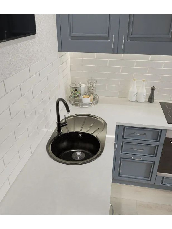 Кухонная мойка GranFest GF-R750L черный интерьер 3