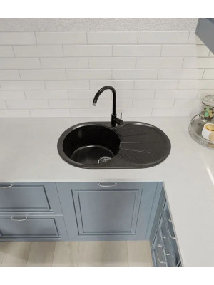 Кухонная мойка GranFest GF-R750L черный интерьер 2