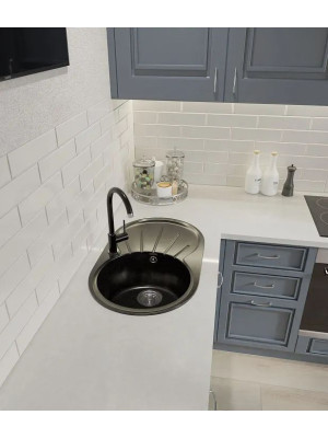 Кухонная мойка GranFest GF-R750L черный интерьер 3