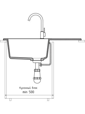 Кухонная мойка GranFest GF-R750L черный размеры
