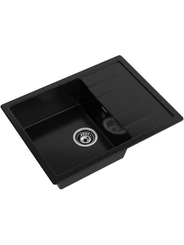 Кухонная мойка Polygran GranFest GF - Q650L черный вид сбоку
