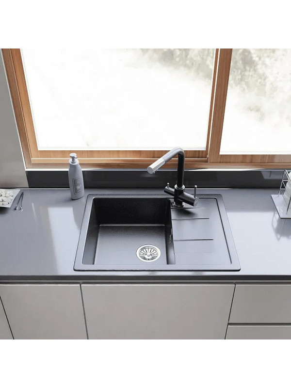 Кухонная мойка Polygran GranFest GF - Q650L черный интерьер