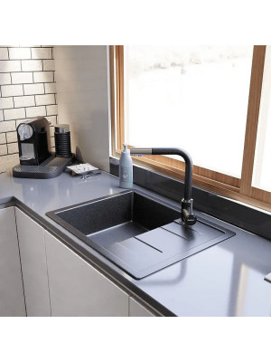 Кухонная мойка Polygran GranFest GF - Q650L черный интерьер 2