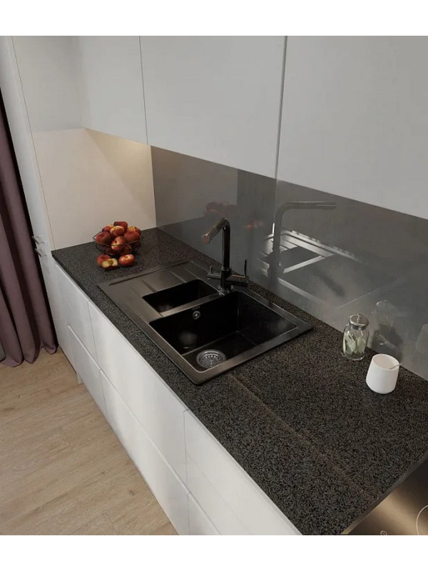 Кухонная мойка Polygran GranFest GF - Q775KL черный интерьер 2