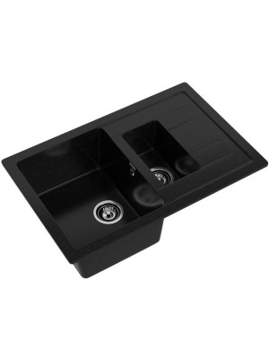 Кухонная мойка Polygran GranFest GF - Q775KL черный вид сбоку
