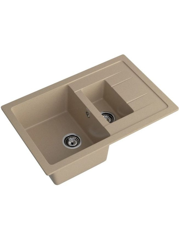 Кухонная мойка Polygran GranFest GF - Q775KL песочный вид сбоку