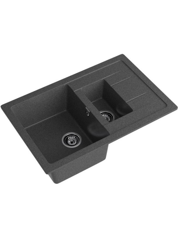 Кухонная мойка Polygran GranFest GF - Q775KL графит вид сбоку
