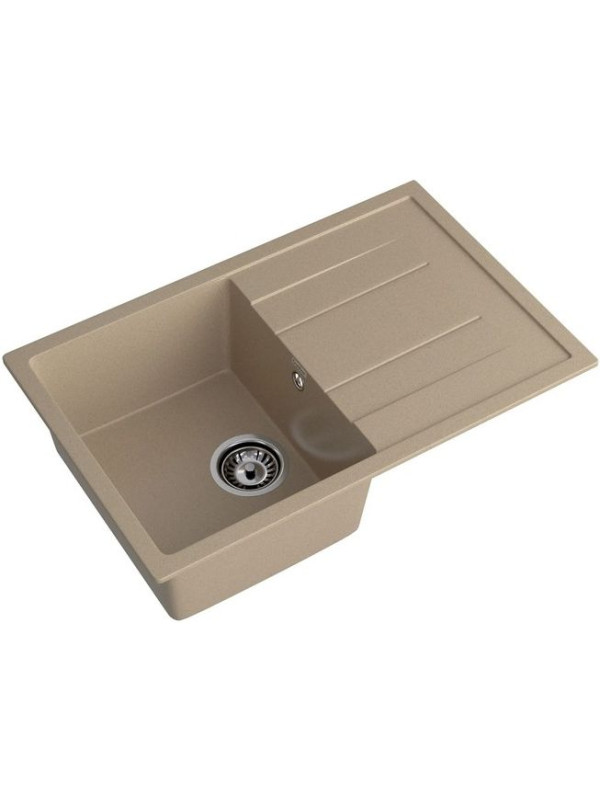 Кухонная мойка Polygran GranFest GF - Q780L песочный вид сбоку