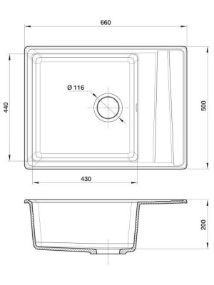 Кухонная мойка Polygran GranFest GF-LV-660L иней размеры