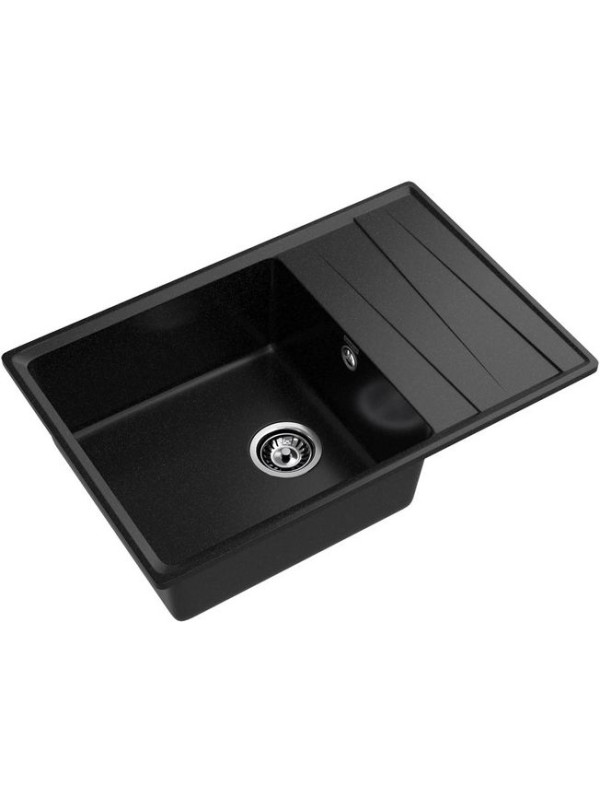 Кухонная мойка Polygran GranFest GF-LV-760L черный вид сбоку
