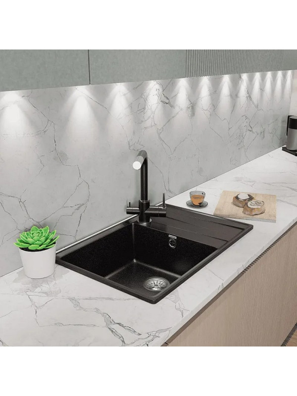 Кухонная мойка Polygran GranFest GF-LV-760L черный интерьер