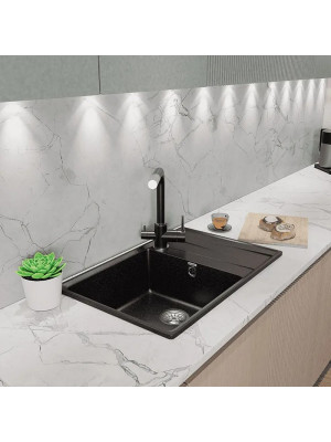 Кухонная мойка Polygran GranFest GF-LV-760L черный интерьер