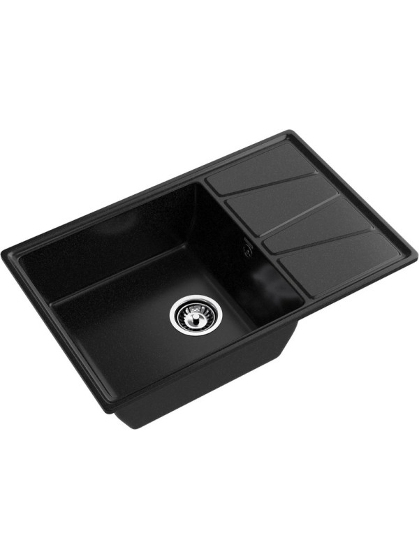Кухонная мойка GranFest GF-V-780L черный вид сбоку