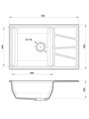 Кухонная мойка GranFest GF-V-780L черный размеры