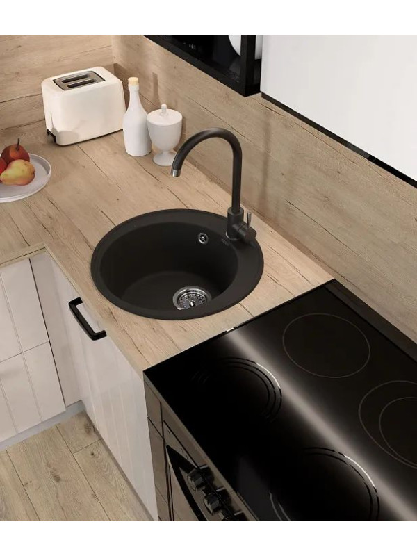 Кухонная мойка GranFest QUARZ Z-08 черный интерьер 3