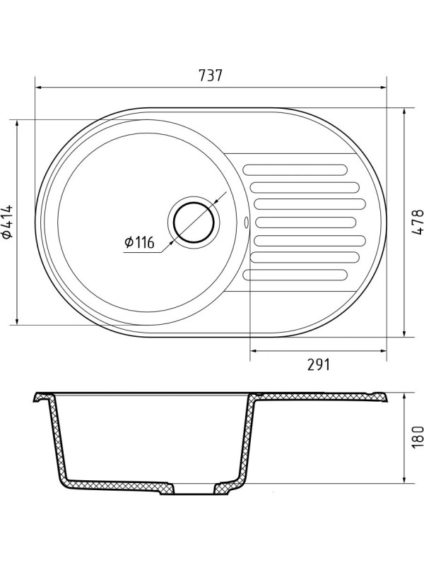 Кухонная мойка GranFest QUARZ Z-18 черный размеры