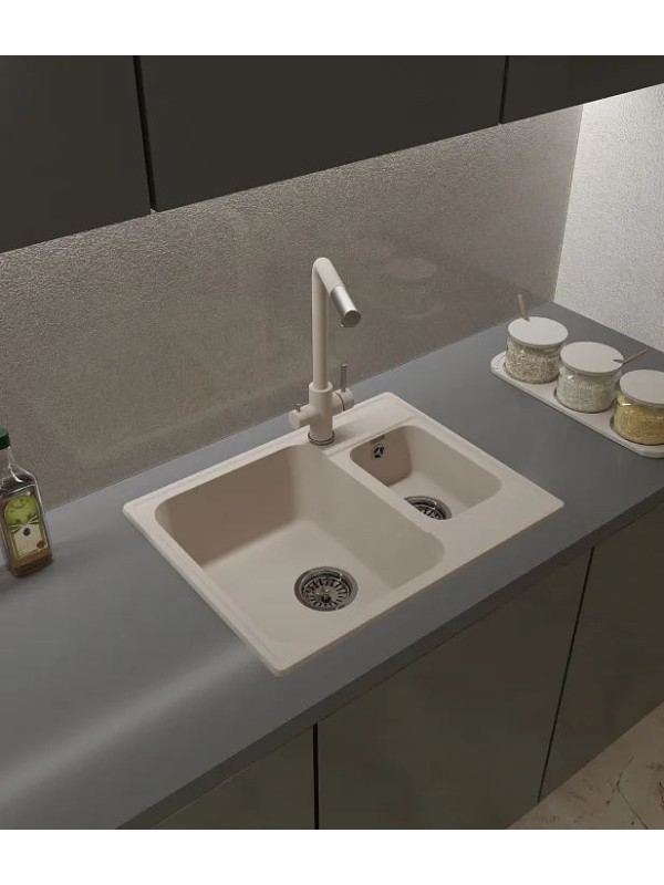 Кухонная мойка GranFest QUARZ Z-09 белый интерьер