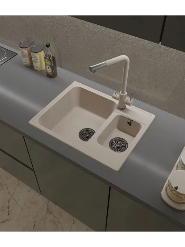 Кухонная мойка GranFest QUARZ Z-09 белый интерьер 3