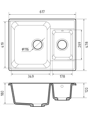 Кухонная мойка GranFest QUARZ Z-09 белый размеры