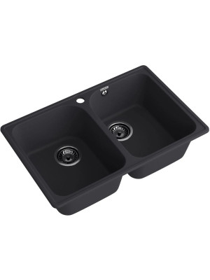 Кухонная мойка GranFest QUARZ Z-15 черный вид сбоку