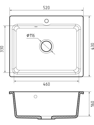 Кухонная мойка GranFest SMART 520 песочный размеры