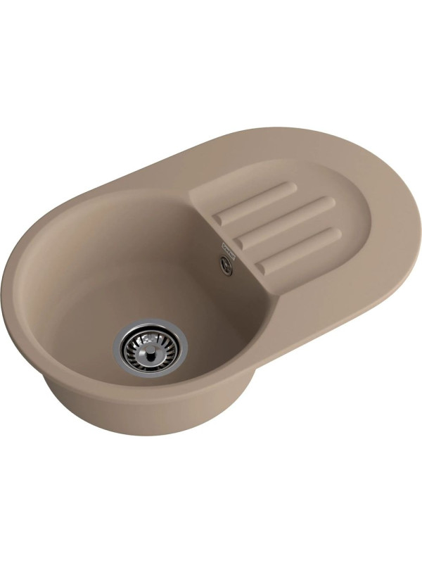 Кухонная мойка GranFest SMART 685L песочный вид сбоку