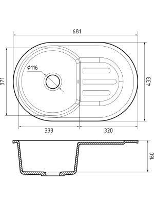 Кухонная мойка GranFest SMART 685L песочный