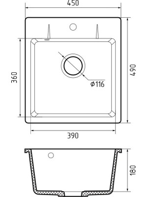 Кухонная мойка GranFest GF-UR-245 серый размеры