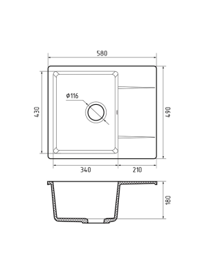 Кухонная мойка GranFest GF-UR-258L черный размеры
