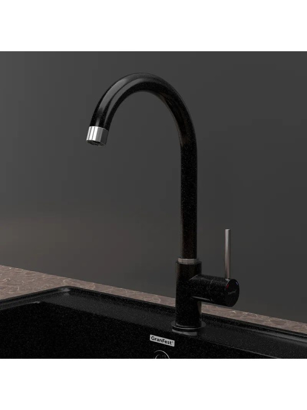 Смеситель GranFest 3650 черный в интерьере
