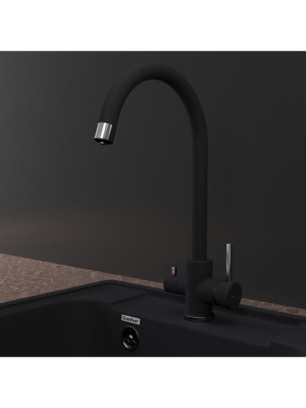 Смеситель GranFest QUARZ GF-Z5420 черный интерьер