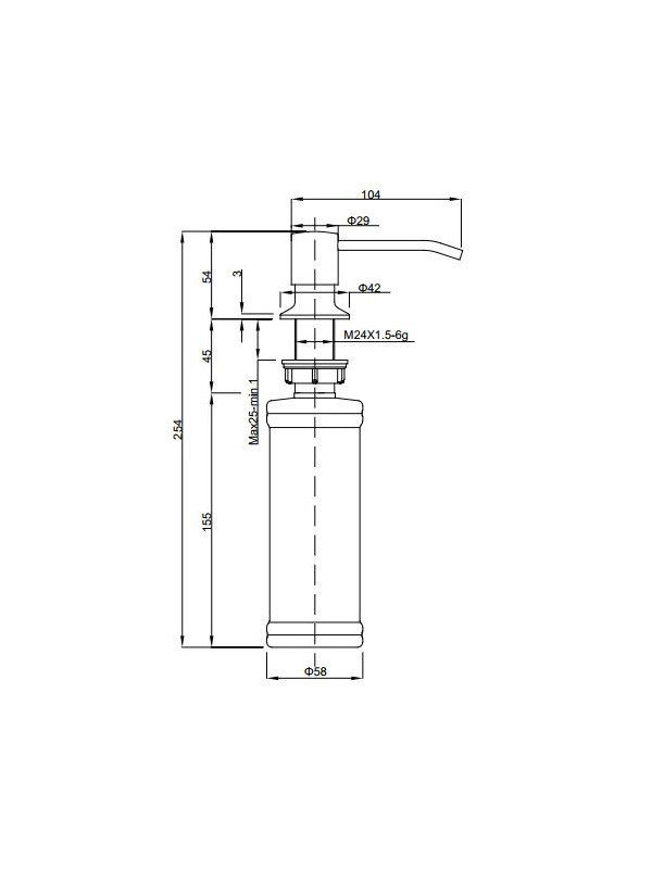 Дозатор GranFest QUARZ GF-Z-5001 черный размеры
