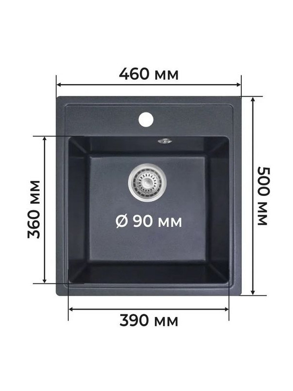 Кухонная мойка Granrus GR-460 антрацит габариты