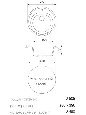 Кухонная мойка Granrus GR-505 антрацит размеры