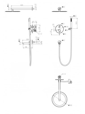 Душевая система Filarete Roun FL1020BG схема (1)