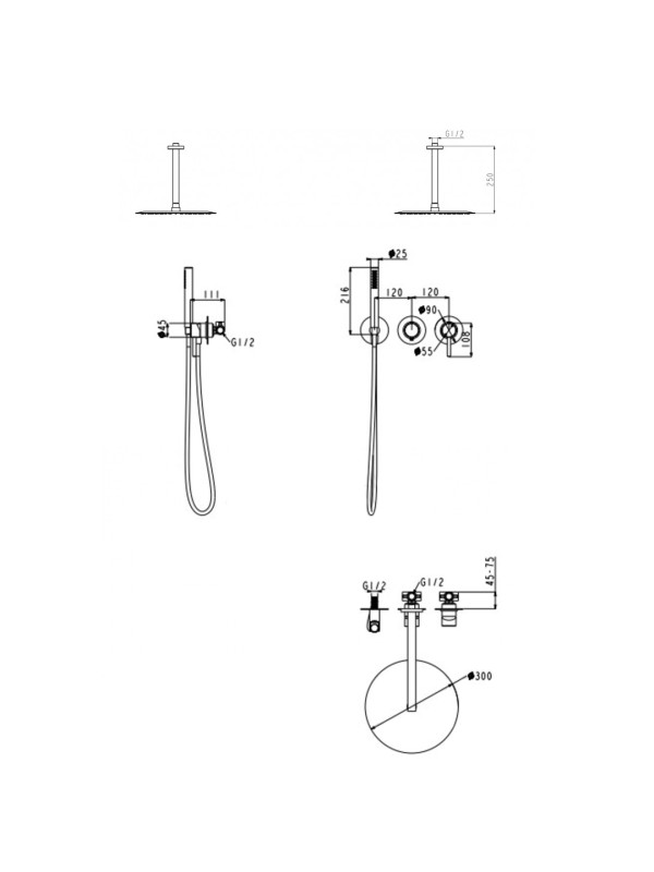 Душевая система Filarete Roun FL1032NK схема