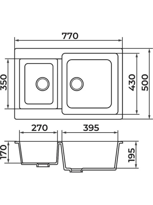 Кухонная мойка Granrus GR-770 K песочный схема