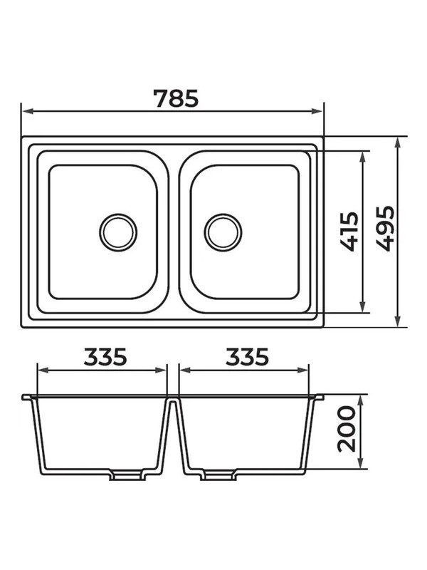 Кухонная мойка Granrus GR-785 W песочный размеры