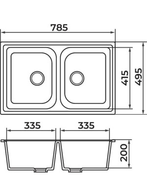 Кухонная мойка Granrus GR-785 W черный размеры