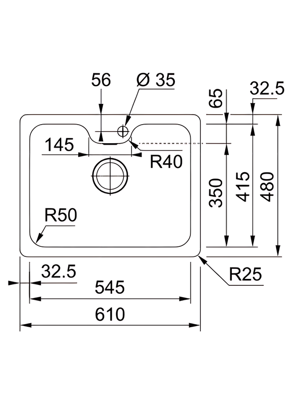 Кухонная мойка Franke Bell BCX 110-55 TL размер