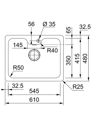 Кухонная мойка Franke Bell BCX 110-55 TL размер