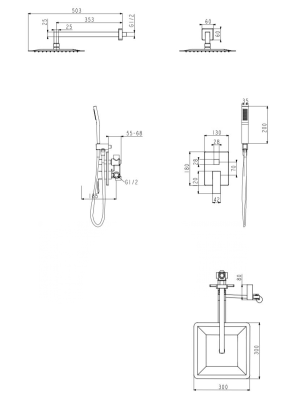 Душевая система Filarete Fing FL1043BL схема (1)