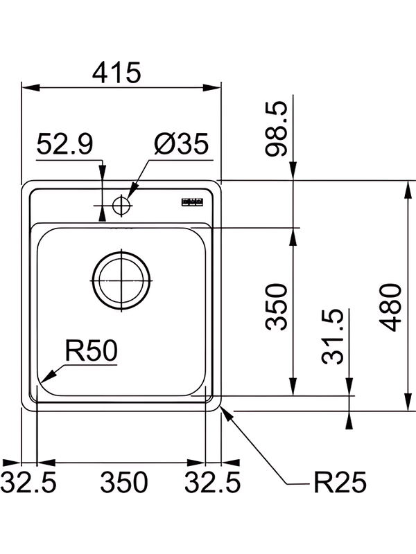 Кухонная мойка Franke BCX 610-42 TL размер