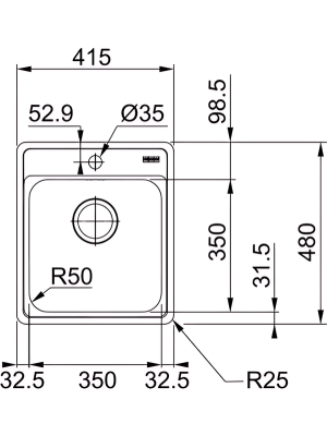 Кухонная мойка Franke BCX 610-42 TL размер