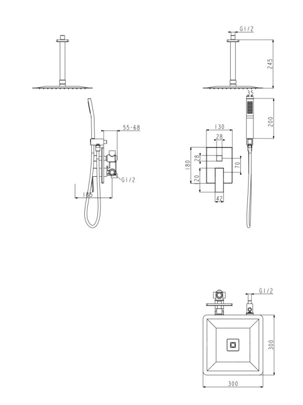 Душевая система Filarete Fing FL1044BL схема (1)