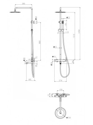 Душевая система Filarete Roun FL2020BG схема